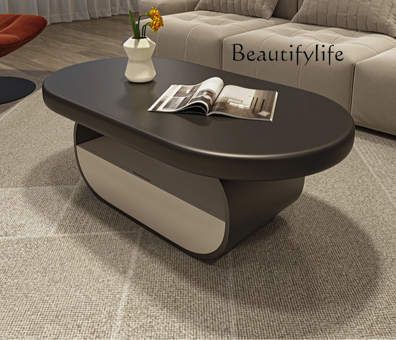 

Medieval style coffee table Modern simple small apartment Living room Home high-end minimalist oval
