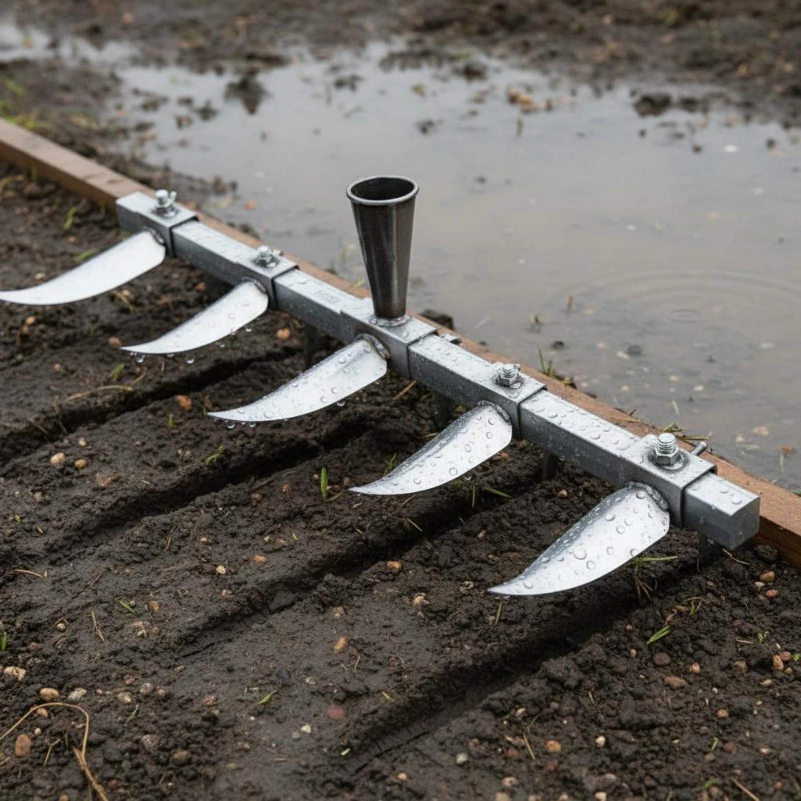 

Furrow Opener Rake Sturdy Wood Handle Adjustable Furrower Manual Garden Plow Easy to Use Agricultural Tool for Farm
