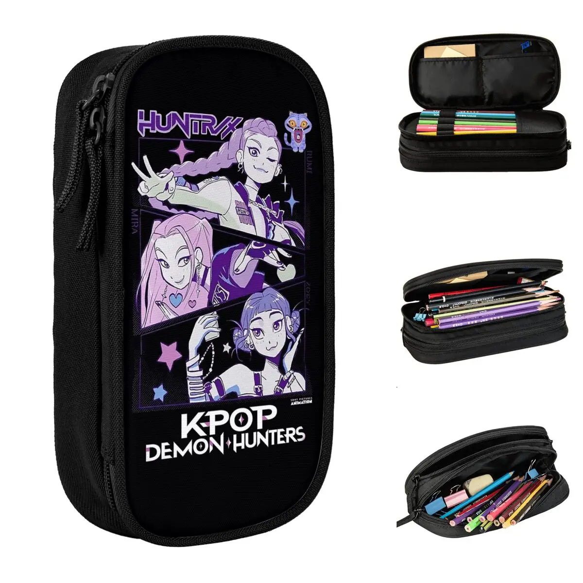 

Cool Pencil Case Huntrix Kpop Demon Hunters Mira Rumi And Zoey Pencil Box School Pencil Cases Students Canvas School Supplies
