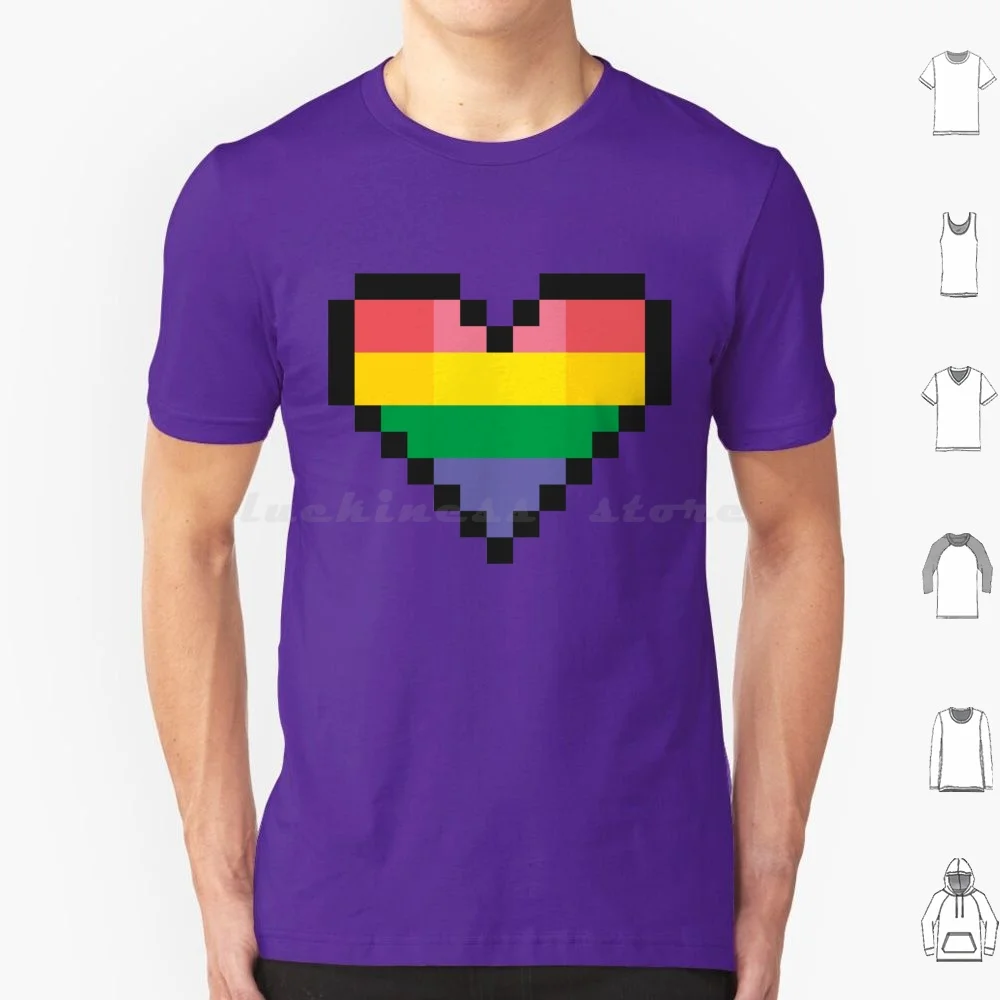 ¿Pride Heart 8 Bits camiseta hombres mujeres niños 6xl 8 Bits Pride Heart Gls Lbgt Rainbow Cora? ? O Orgulho