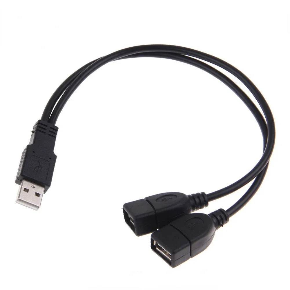 High Quality USB 2.0 Cable USB Double Splitter Adapter Cable One To Two Female To USB 2 Male Charging Data Cable