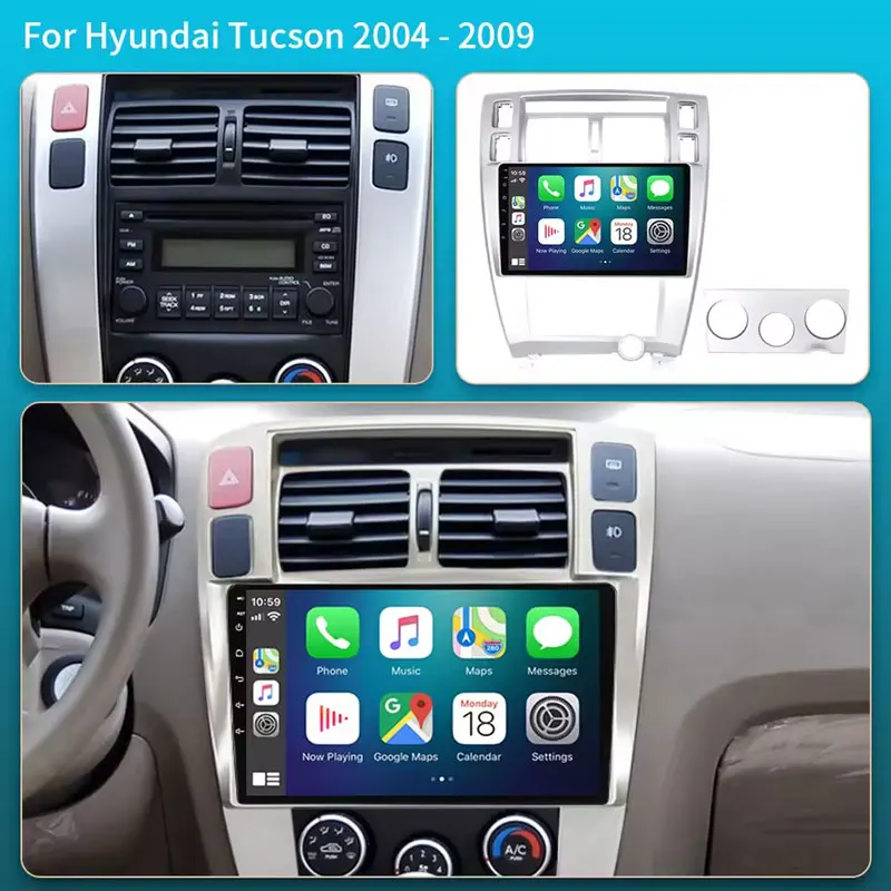 For Hyundai Tucson 2004-2009 Android 16 Car Stereo Audio Radio Multimedia Video Player 2Din Speakers Accessories Carplay Navigat
