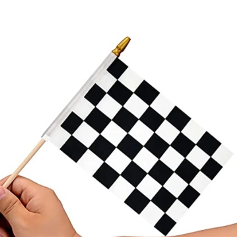 2025 Trend Geruite Zwart-wit Racing Stick Vlag Kleine Mini Handheld Racing Vlag Competitie Vlag (20 Stuks)