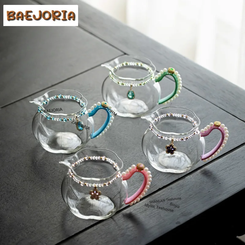 BAEJORIA 300ML High Grade Heat Resistant Glass Tea Pitcher Pour Tea Sharing Pot Cha Hai Dispenser Justice Cup Fair Mug Cafes