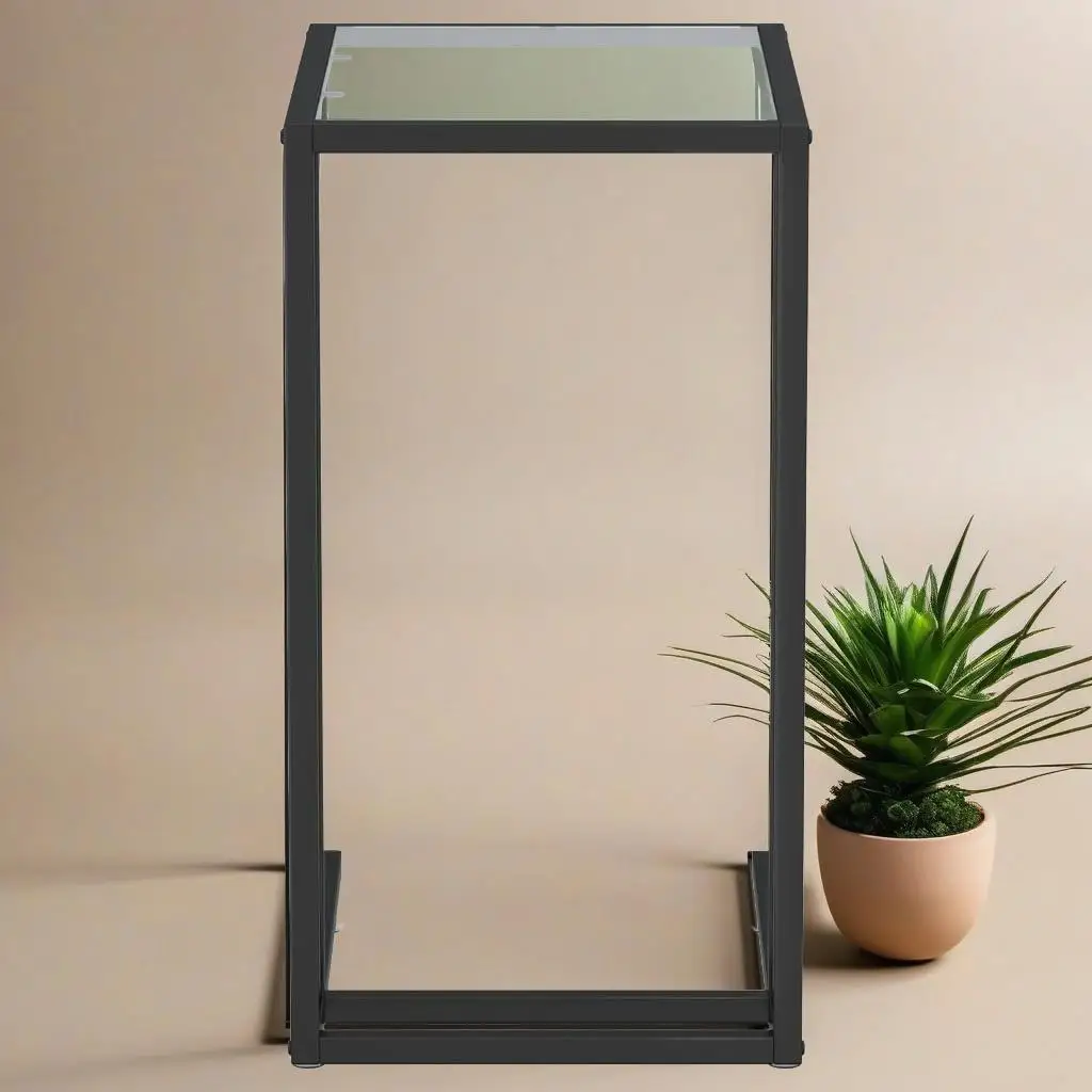 50 x 35 x 65 cm großer Beistelltisch aus transparentem Glas – moderner Computertisch mit stilvollem