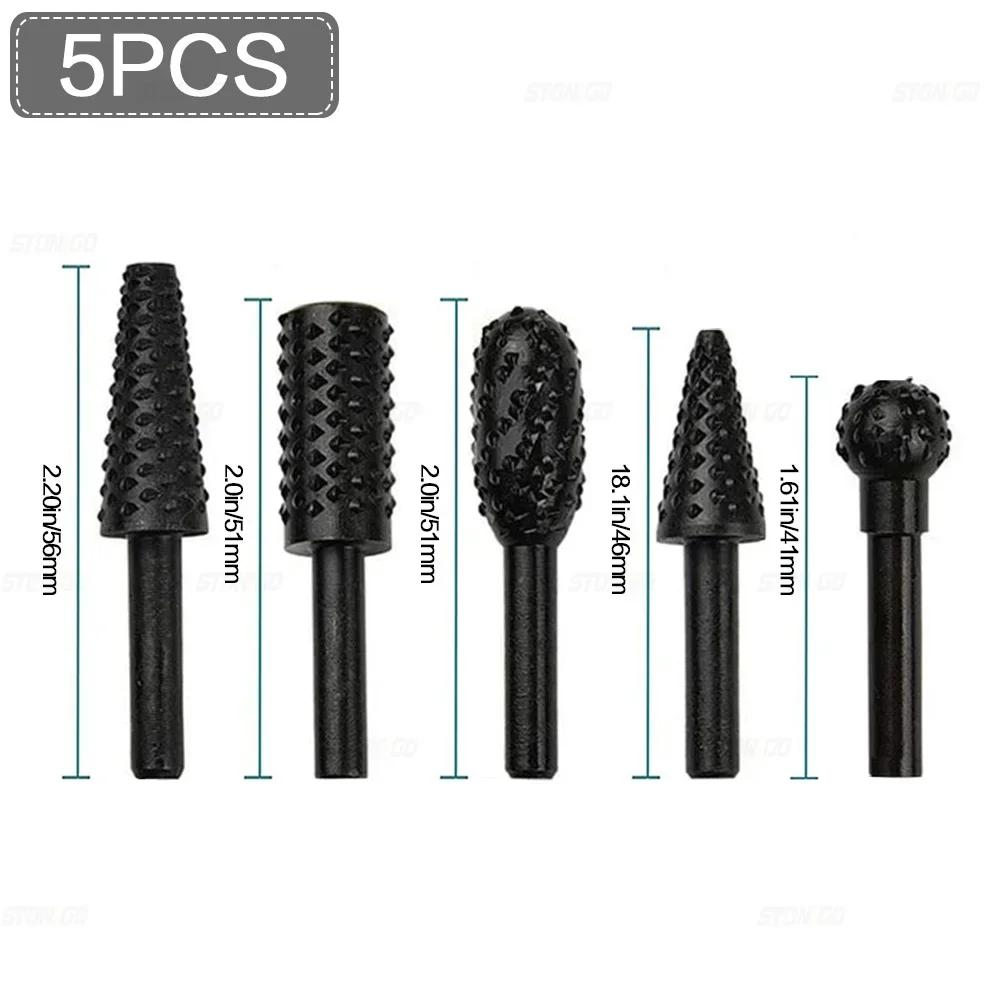 5 قطعة مقبض دائري ملف دوار 6.3 مللي متر الكربون الصلب الخشب نحت طاحونة مثقاب الخشب أدوات للقطع الدقيق والتشكيل #5
