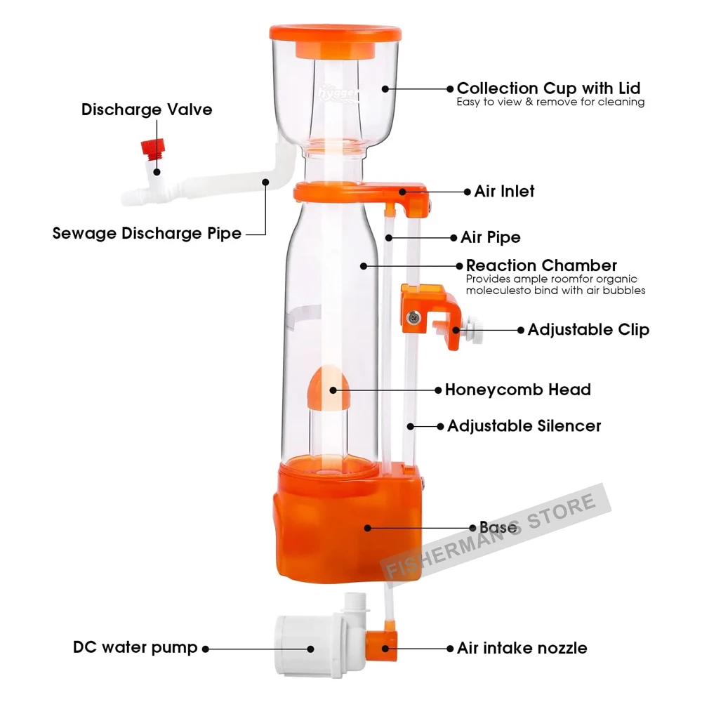 DC24V Red Starfish Skimmer DC-SQ90 Series Seawater Tank Mini Micro Tank Small Protein Skimmer Nitrifier Mute 70-200L Aquarium