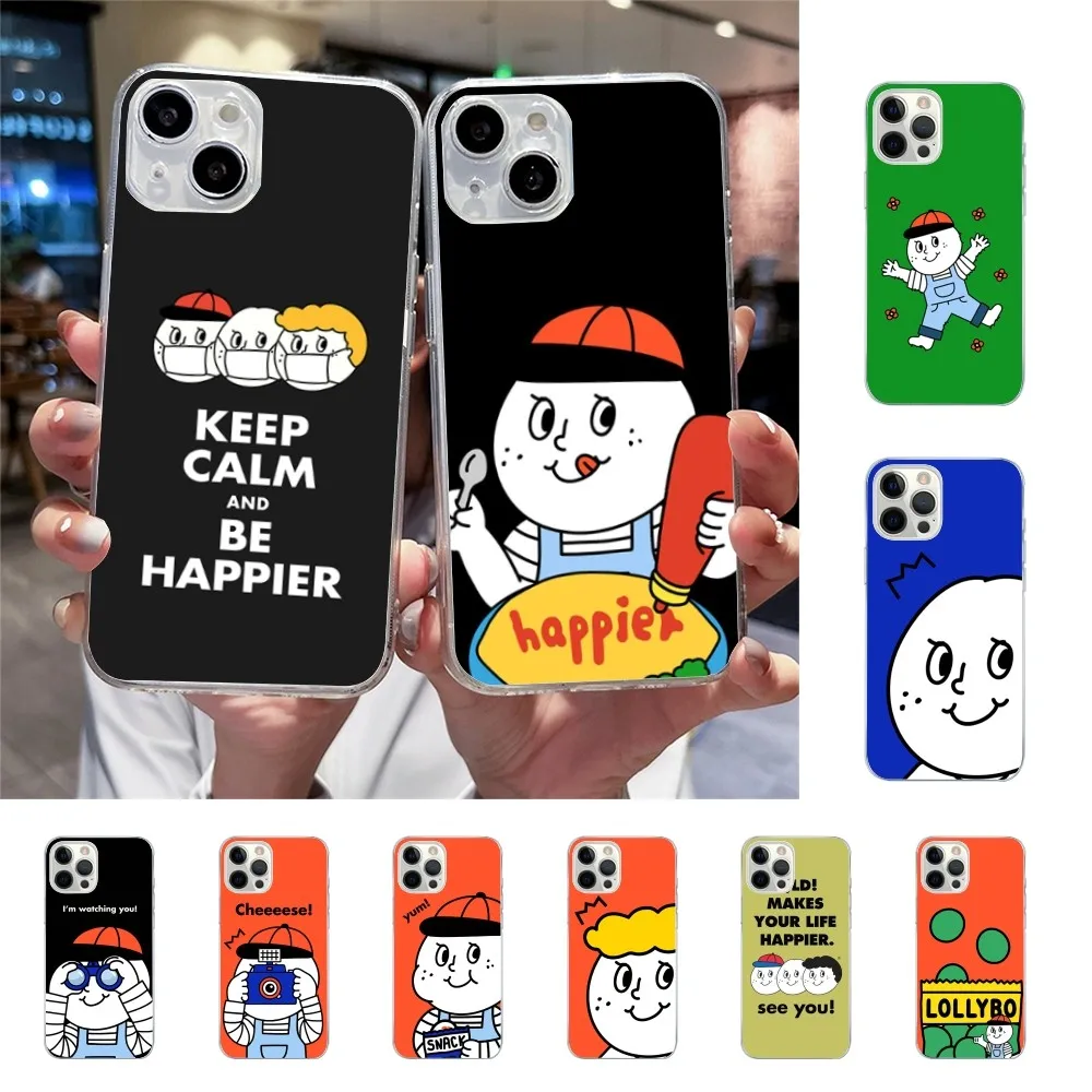 Cute cartoon hand drawn Phone Case For Iphone 15 11 13 14 Pro Max 7 8 Plus X Xr Xs Max Se2020 12mini Transparent Cover