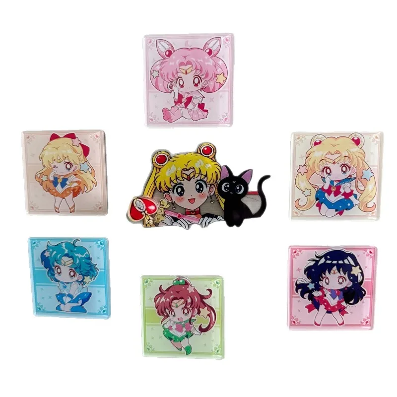 7Pcs/set Sailor Moon Anime Cartoon Heart Magnetic Rotating Fridge Magnets Cute Decorative Stickers for Home Decoration Gift - view 6
