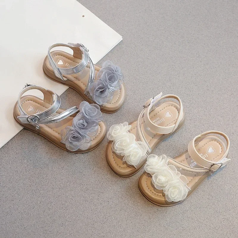 

Summer New Children's Lace Sandals Princess Sweet Flower Girls Fashion Shoes Wedding Party Chic Elegant Kids Open-toe Sandals