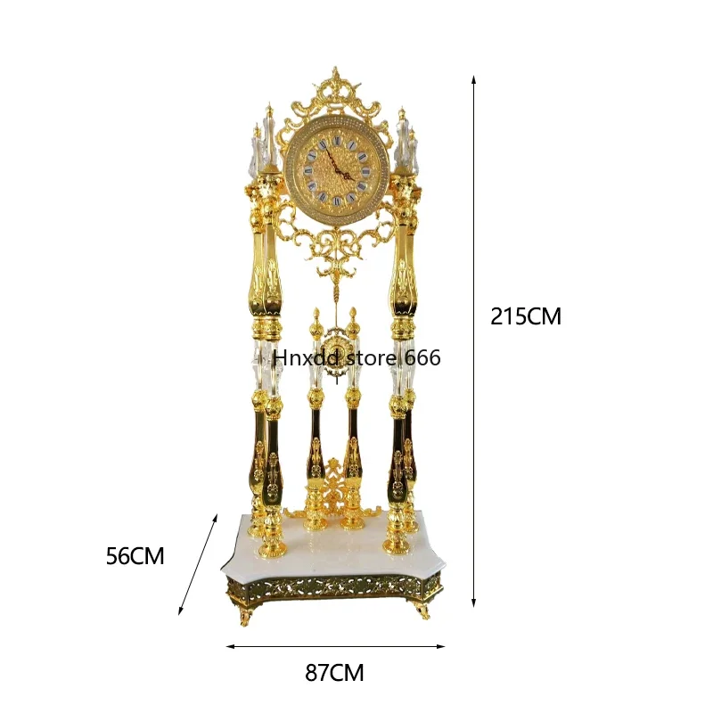 Living room floor clock European standing clock Golden crystal floor clock, living room luxury