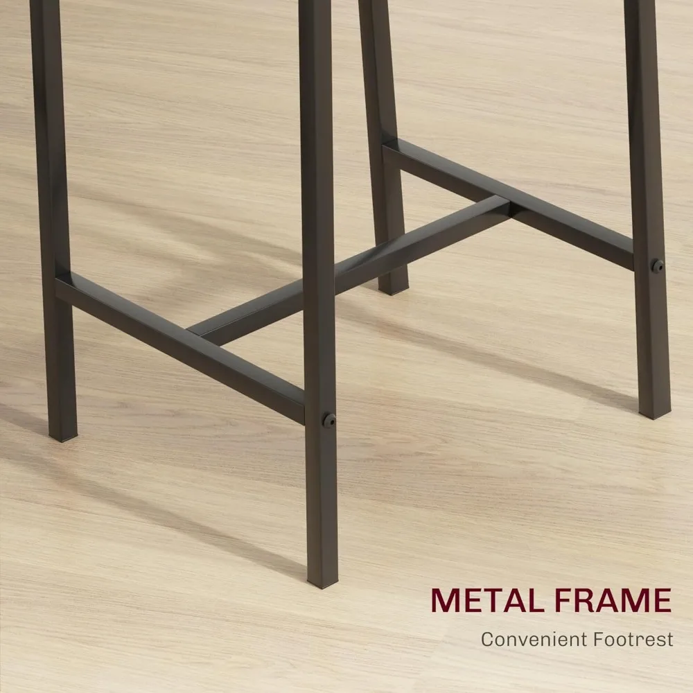 3-Piece Industrial Bar Table and Chairs Set: Counter-Height Kitchen Dining Table with Bar Stools – Ideal Breakfast Table for 2