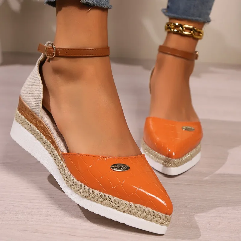 

Plus Size New Summer Sandals Women Baotou Waterproof Straw Weaving Hemp Rope Lightweight Super Soft Kitten Heels