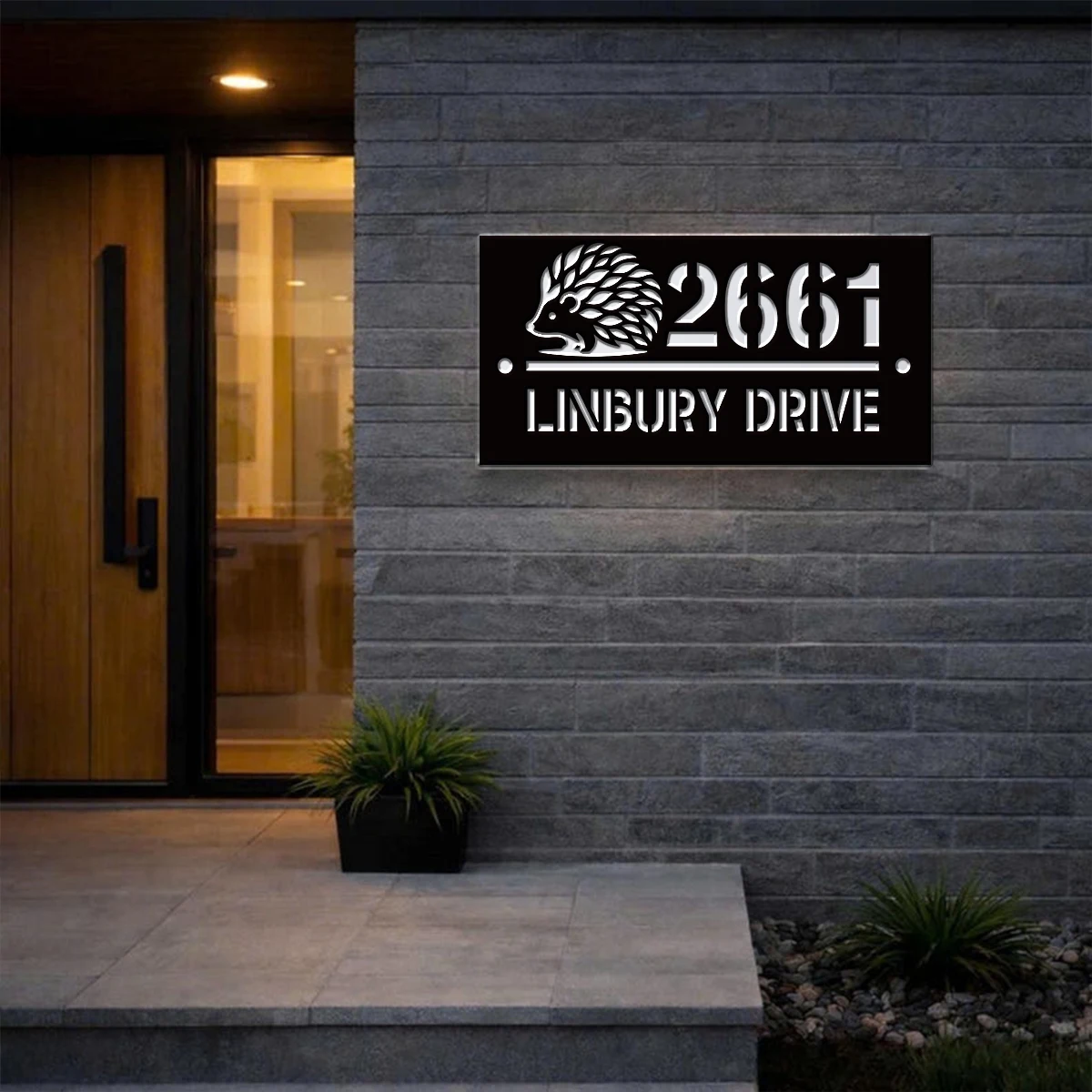 1Pc Custom Hedgehog Rabbit Number&Text Acrylic House Number Door Street Sign Plaque,Home Room Garden Decor,Birthday Wedding Gift