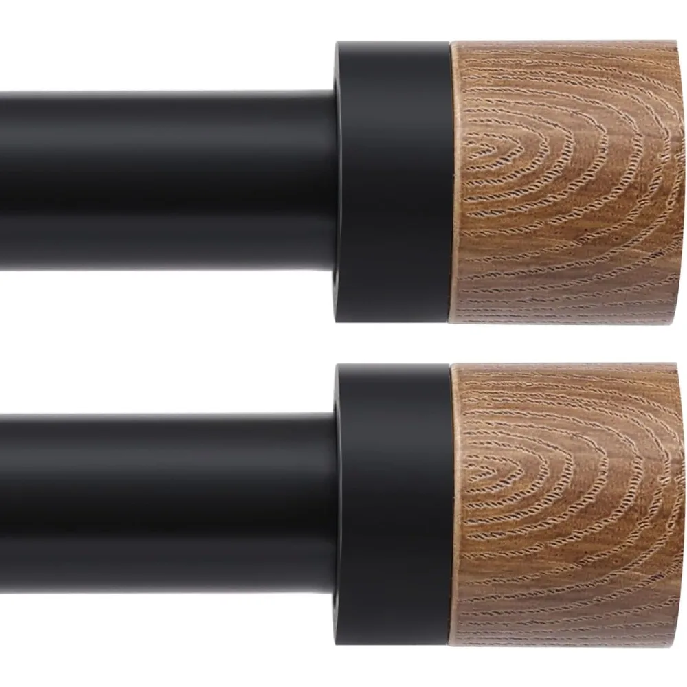 قضبان ستائر خشبية قابلة للتعديل من 72 إلى 144 بوصة قضيب ستائر عالي التحمل مع حبوب خشبية عبوة من قطعتين لغرفة النوم في النافذة #1