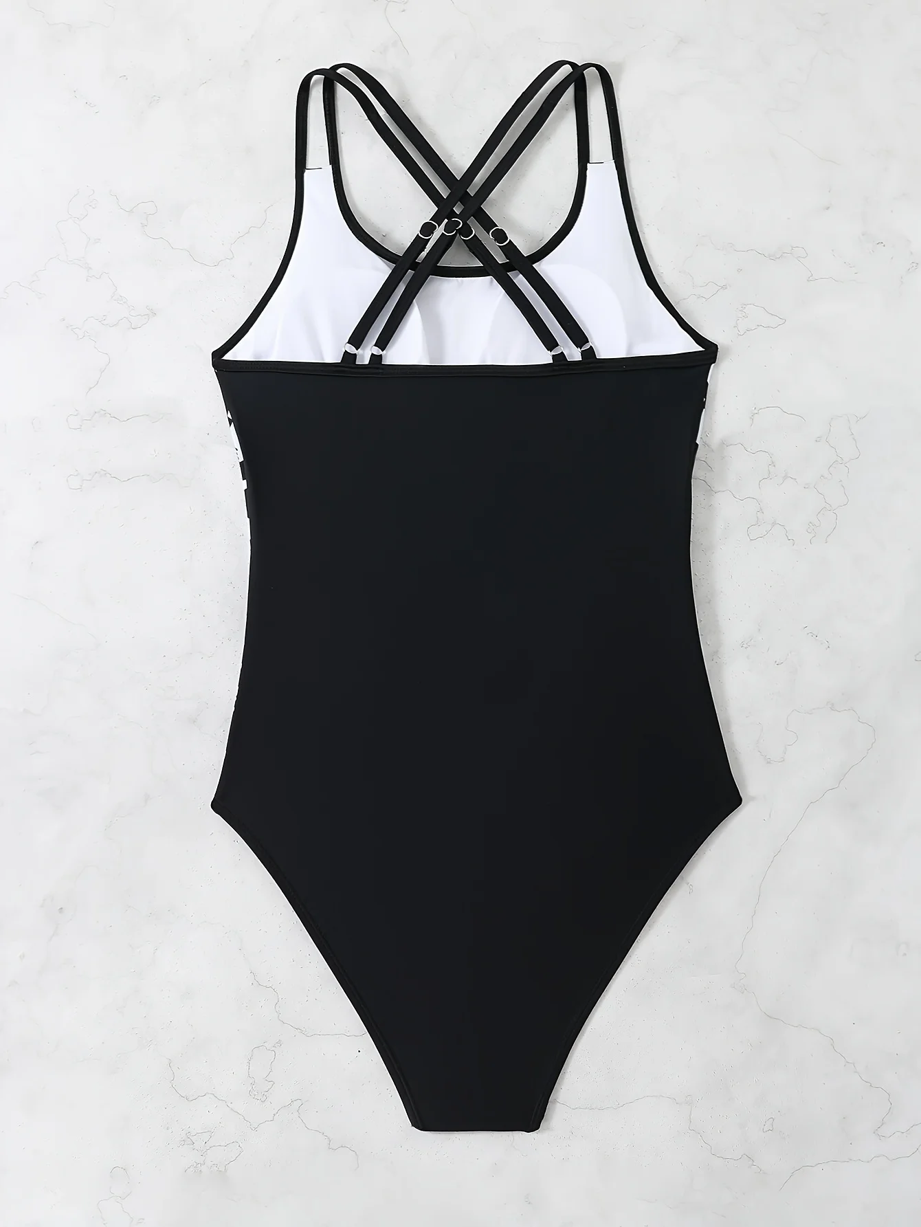 Elegant One Piece Swimsuit for Women, Summer Fashion Solid Color, Cross Strap Detail, Waist-Cinching Design
