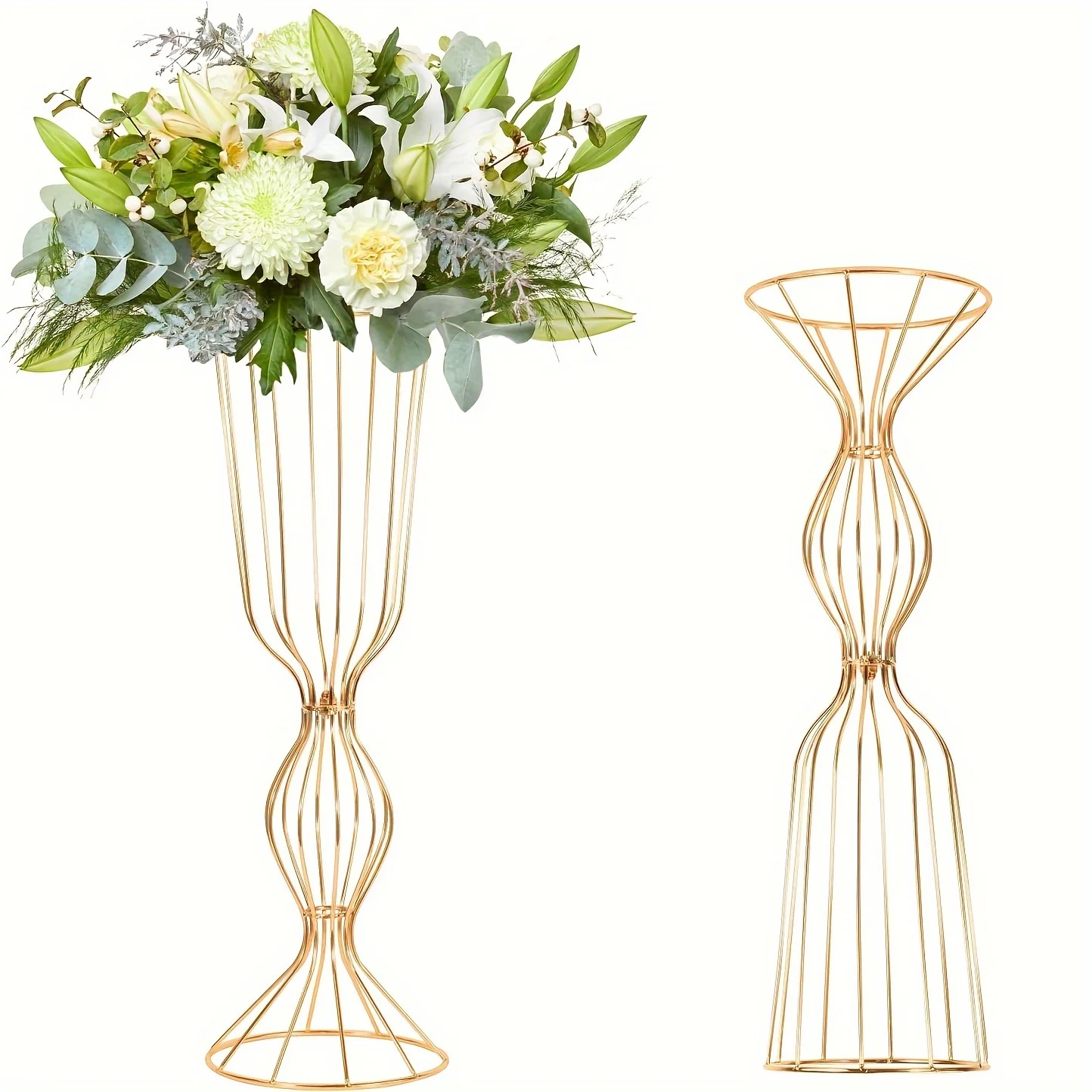 

Gold Vases For Centerpieces, Tall Elegant Metal Flower Arrangement Stand, Flower Stand For Wedding Centerpieces For Tables Party Event Home Reception Decorations