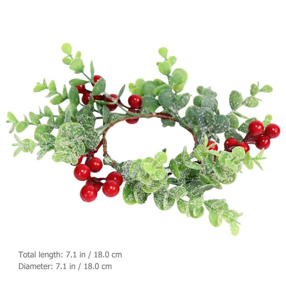 

2pcs Artificial Christmas Wreath Red Berries Holiday Door Garland Simulated Berry Wreaths Ring Decoration Festival
