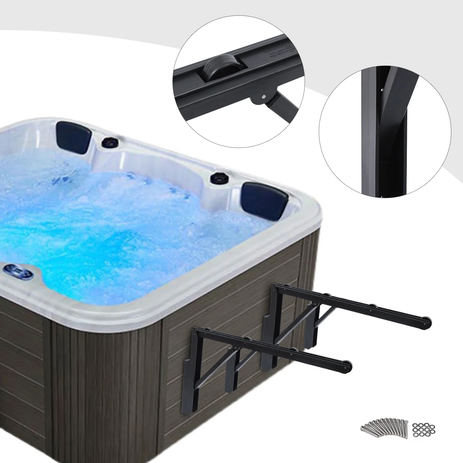 

Поставка спа, подъемник крышки гидромассажной ванны, складная крышка гидромассажной ванны, роликовые стойки, черный, 2 шт.