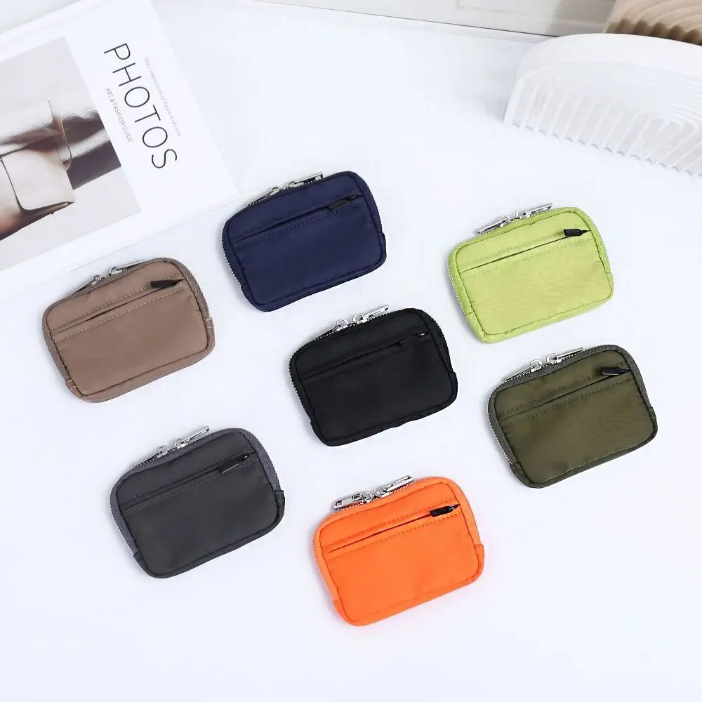 Portable Nylon Coin Purse Card Holder Korean Style Men Wallet RFID Anti-theft Zipper Pouch Mini Earbuds Storage Bag Women