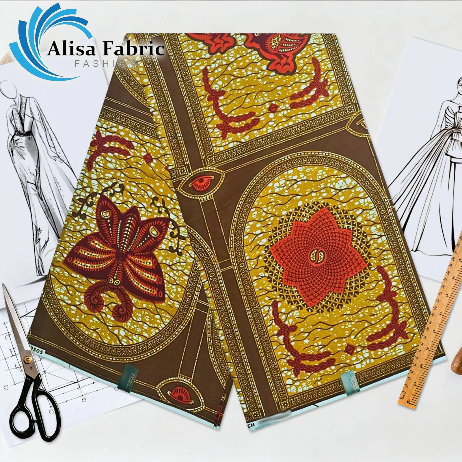 

2025 High quality african wax print fabric 100% cotton 6 yards ankara fabric real wax print for sewing