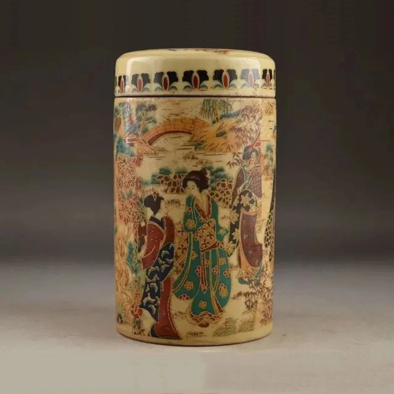 6.0 Asian Porcelain Chinese Handwork Old Painting Belle Vintage Tobacco Box