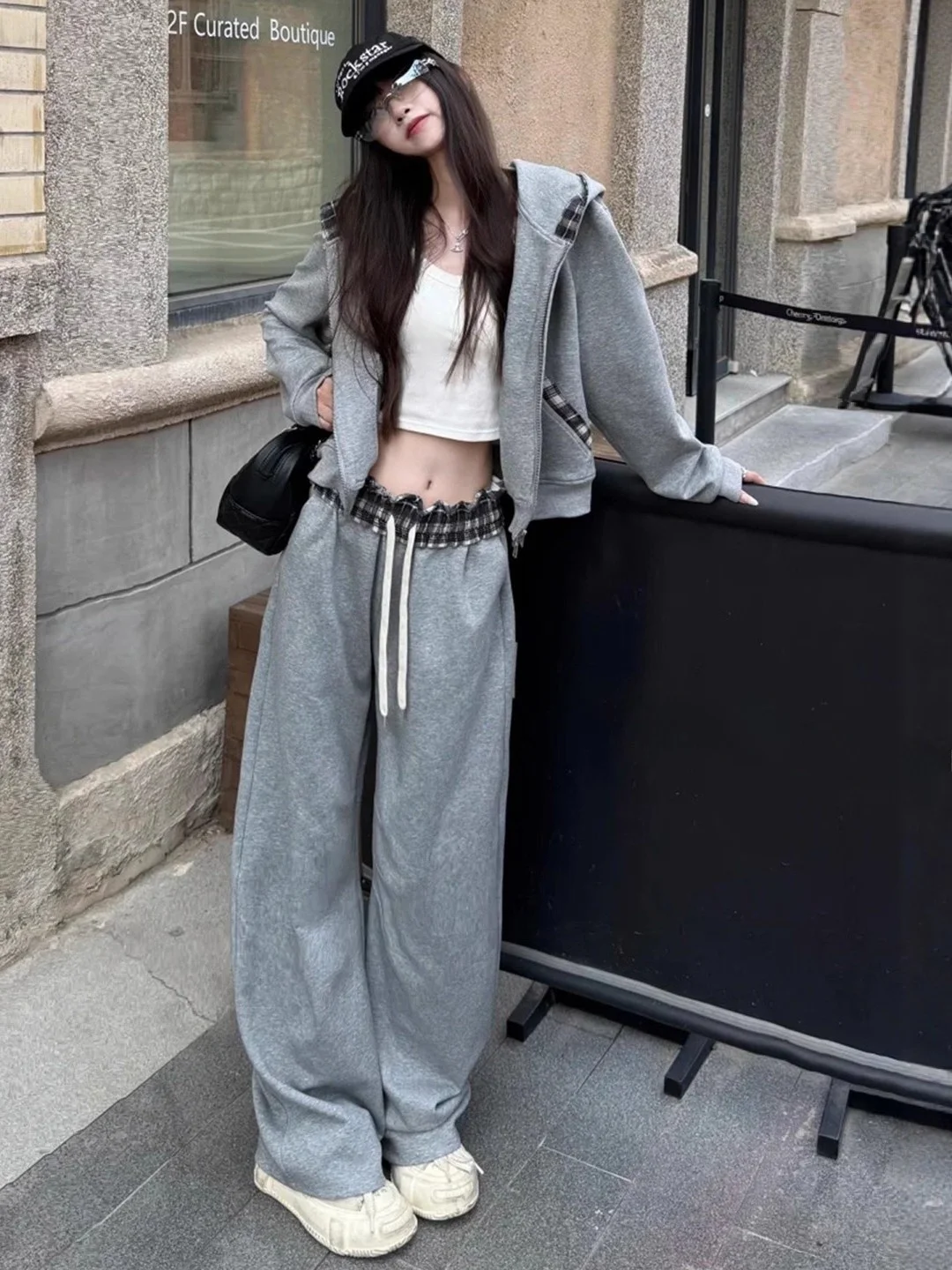 

Casual Sportswear Set Women's Loose Wide Leg Pants Sweatshirt Two Piece Set Autumn Fashion Korean Style Student Outfit