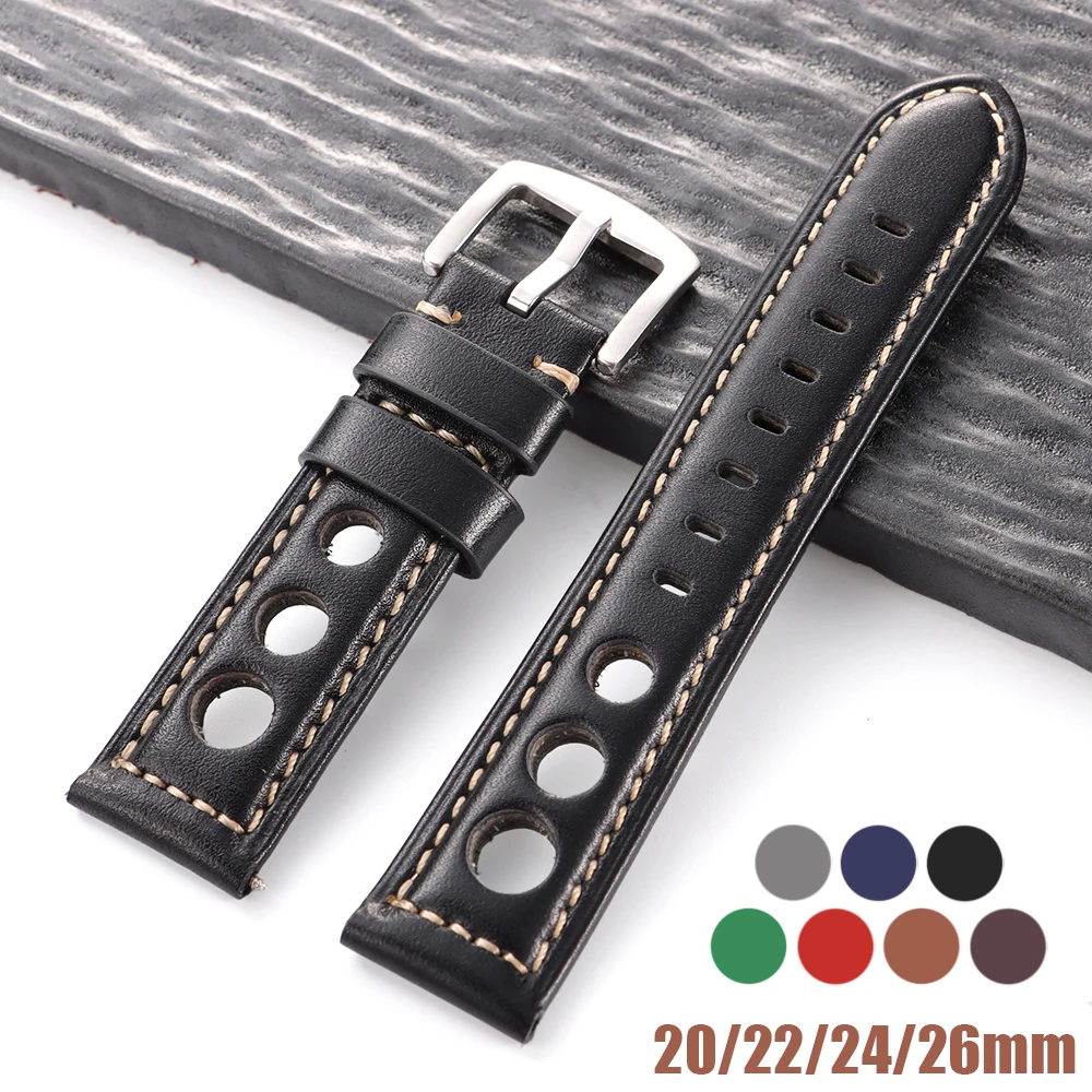 Bracelet de montre en cuir de vache véritable vintage, 20mm 22mm 24mm 26mm, bracelet de montre pour femmes et hommes, pour montre Seiko avec boucle à ardillon