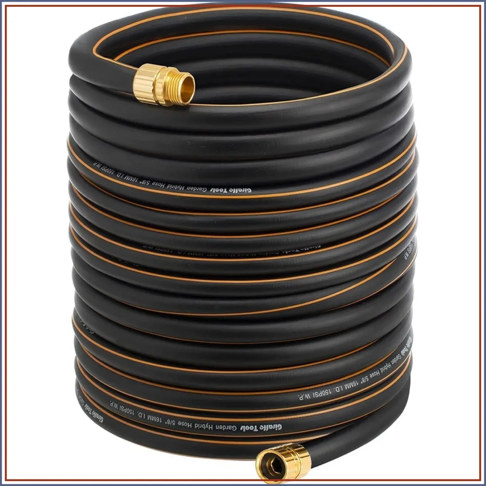 

5/8" Custom Length Garden Hose, No Kink, Flexible, Leakproof, 600 PSI, 100ft, Black Orange