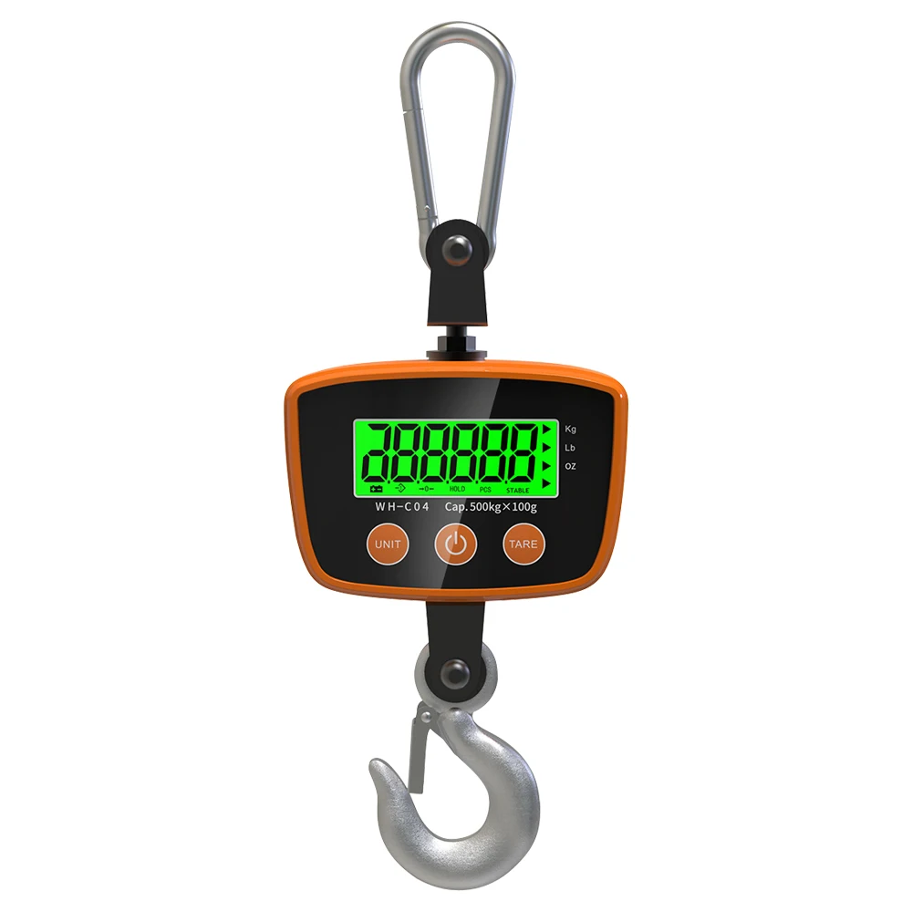 

300gKg 500Kg Black Orange Balance Aluminum Alloy Hook Digital Weight Weighing Crane Scale Hanging Scale