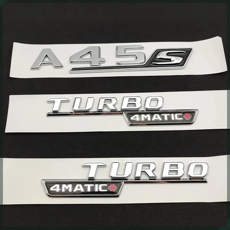 

3D ABS Chrome Black A45 S A45S Emblem Letter Sticker Turbo 4MATIC Badge For AMG A45S W177 W212 W213 Rear Trunk Car Accessories
