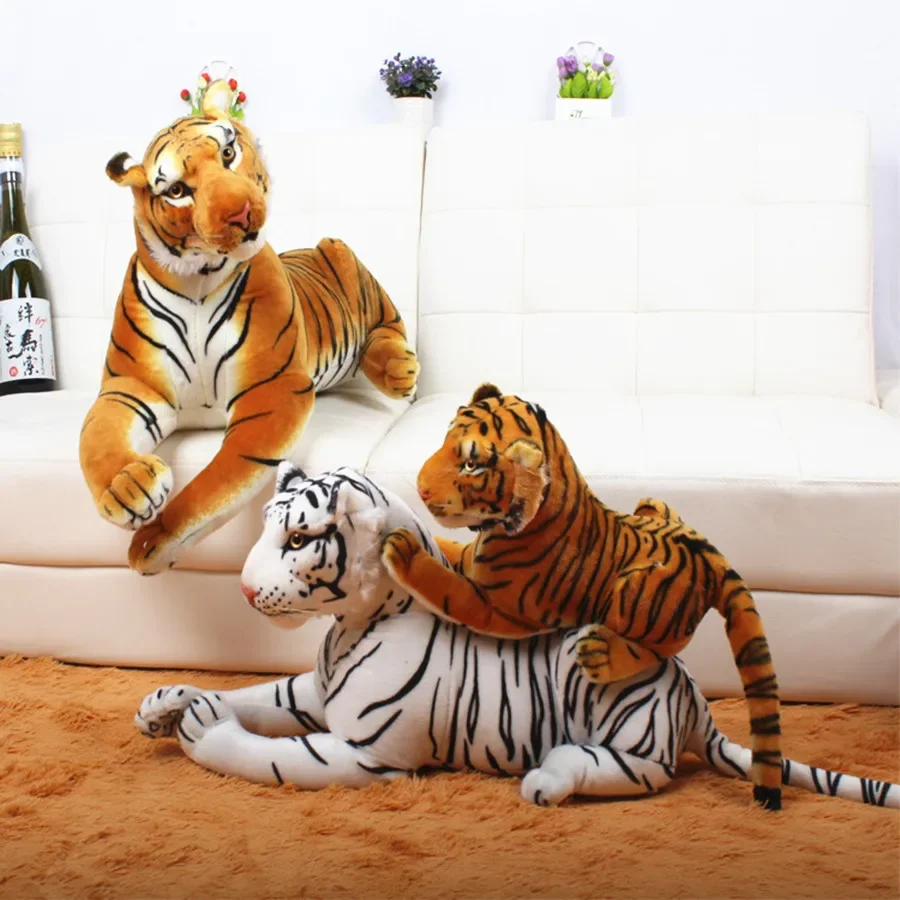 Muñeco de peluche de King of forest para niños, tigre amarillo y blanco de simulación de juguete, modelo de sofá, cojín de coche, almohada de sujeción, regalo para bebé, 50cm, 110cm