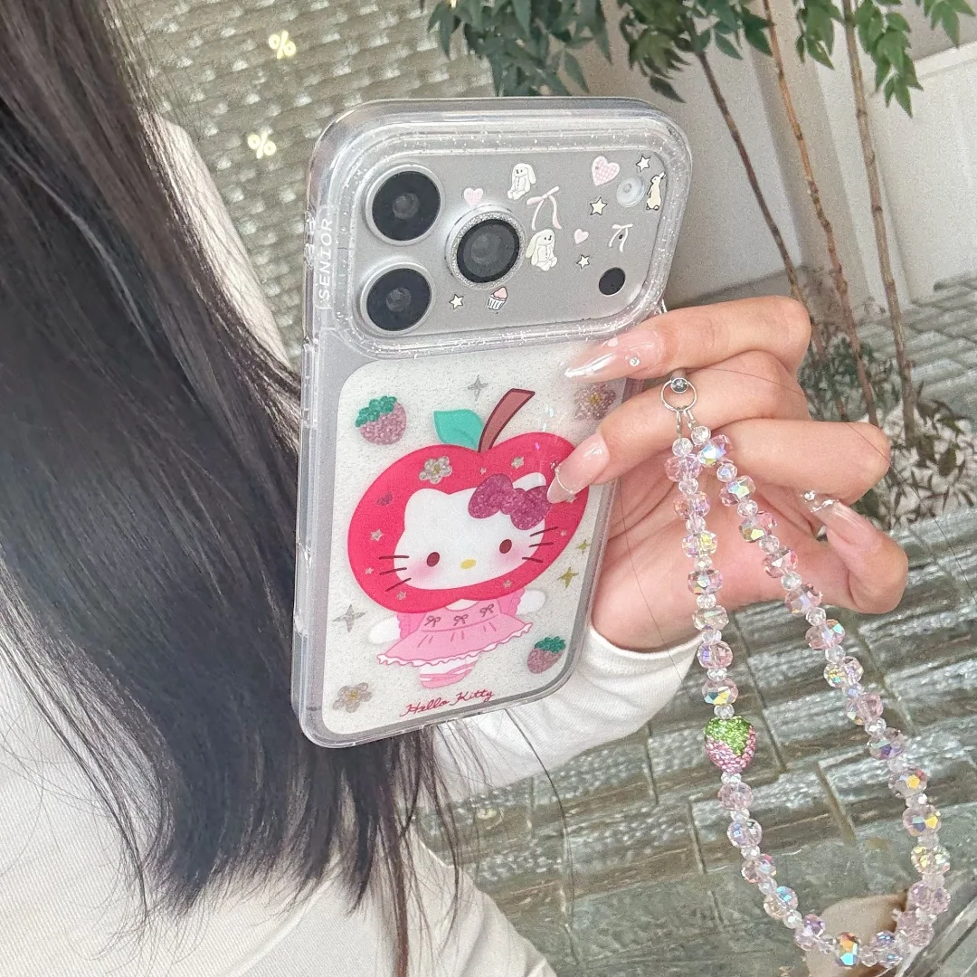 

Holographic Glitter Hello Kitty Phone Case for iphone 17 Promax 16 15 Back Cover Gift