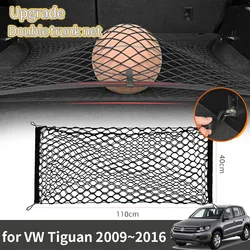 for Volkswagen VW Tiguan 5N MK1 2009~2016 2012 2010 Car Accessories Car Boot Trunk Net Elastic Upgraded Double Storage Organizer