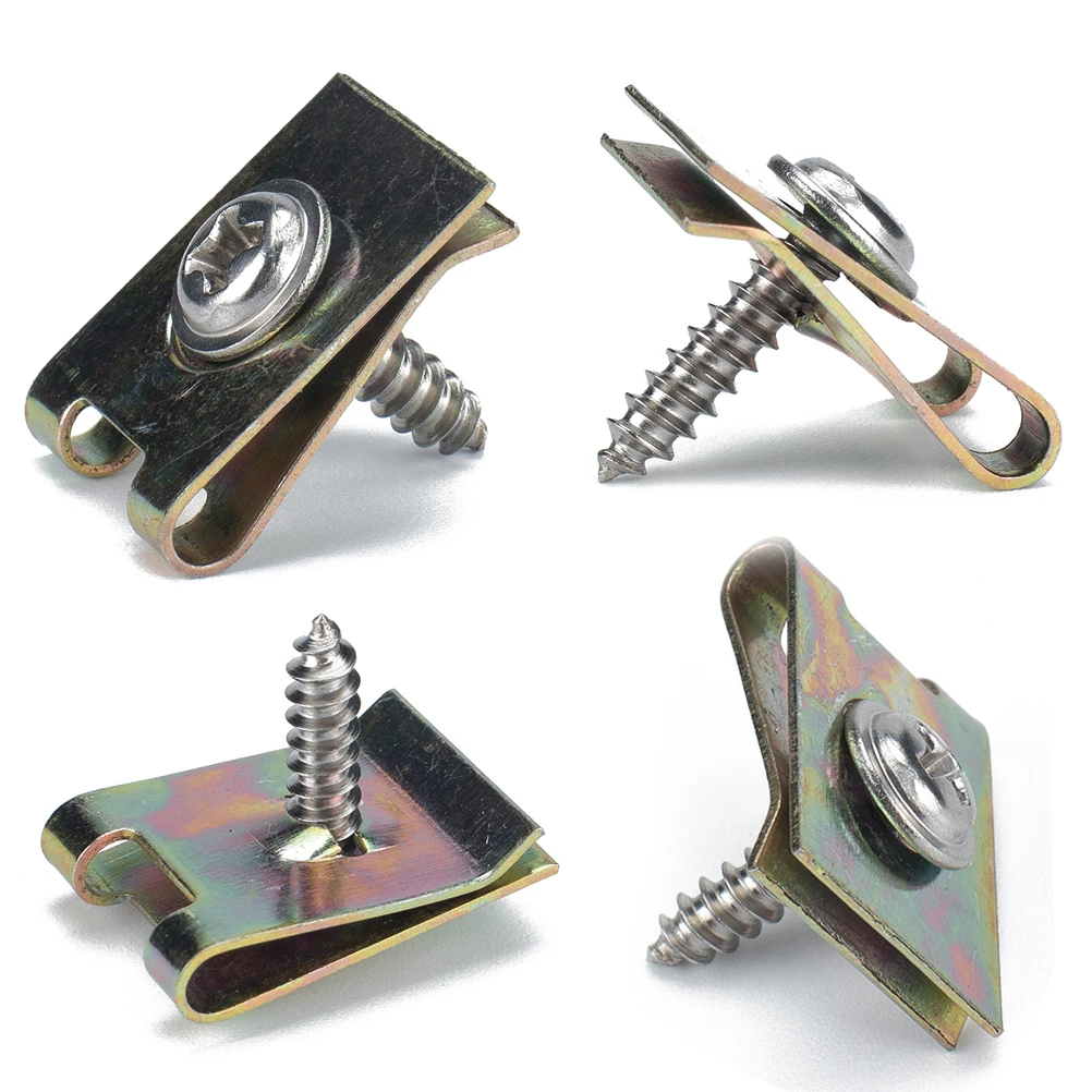 

160pcs U Nut Fasteners Manganese Steel Spire U Clips Self Tapping Screws Motorcycle Fairing Bodywork Panel Bumper Wire