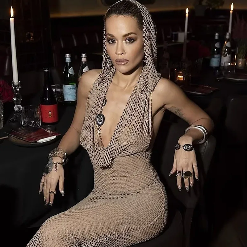 DSMTRC Women Summer Holiday Mesh Sheer Sleeveless Hooded Swinging Collar Dress Party Birthday Dress Midnight Big Backless Robes