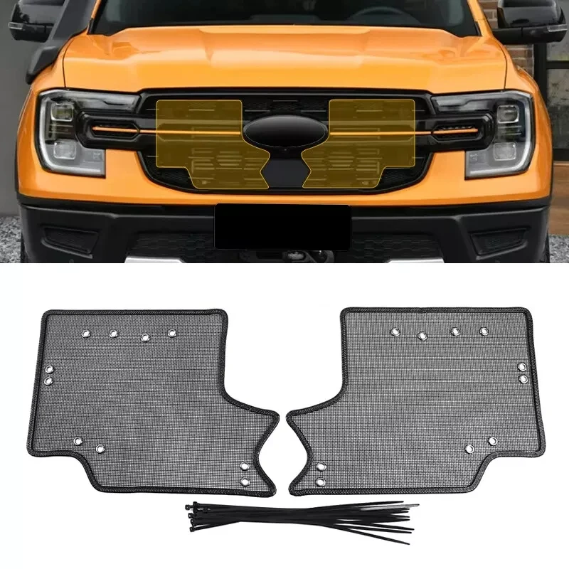 

For Ford Ranger Wildtrak XTL 2023 2024 Car Grille Insect Screening Mesh Front Grille Net Cover Auto Modification Accessories