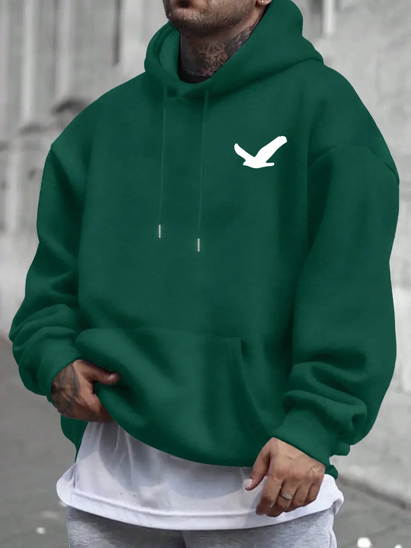 الرجال عارضة مقنعين البلوز طباعة الكنغر جيب قابل للتعديل الرباط هود آلة قابل للغسل العادية تناسب عارضة ارتداء هوديي #3