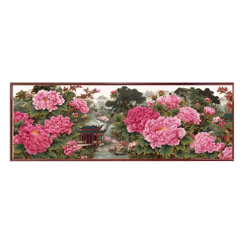 

11CT 9ct Peony Pavilion Embroidery DIY Printed Kits Cross Stitch Needlework Set Home Decor Crafts