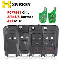 XNRKEY – clé télécommande à 2/3/4/5 boutons, 433Mhz, pour voiture Chevrolet Cruze Malibu Aveo Spark Sail, puce PCF7941