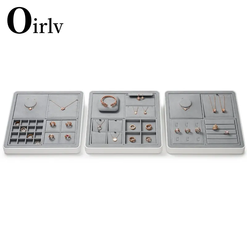 Oirlv grau Schmuck Display Set Shop Schrank Display Requisiten Halskette Display Büste Juwelier geschäft Ring Ohrringe Armreif Tablett