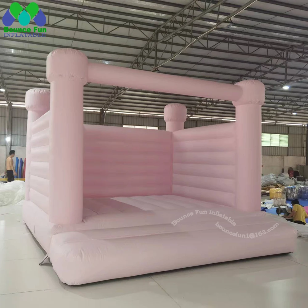 Pastle Roze Moonwalk Bounce Huis Opblaasbare Jumper Wit Springkasteel Springkussen Commerciële Voor Kids Party