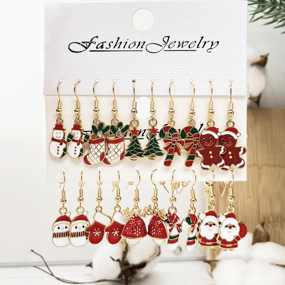 20PCS Women's Christmas Earring Set Fashion Holiday Earring Bell Bow Earring Snow Party Earring Christmas Gift