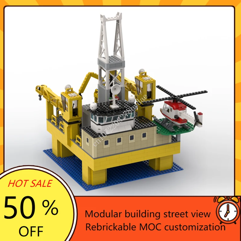 1050PCS Offshore Drilling Platform Modular MOC Creative street view Model Building Blocks DIY Education Assembly Model Toy Gifts