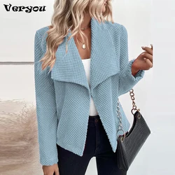 2023 capispalla donna elegante autunno inverno colletto rovesciato cappotto solido Vintage giacca moda donna Cardigan manica lunga top