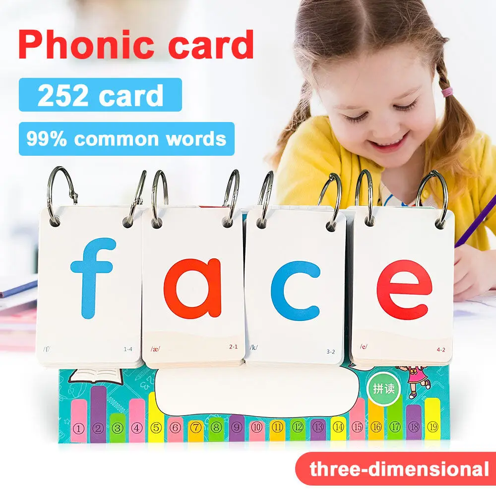 252 PCS English Phonics Calendar Word Card Kids Toy Educational Learning Flashcards Sight Words Kids Gift