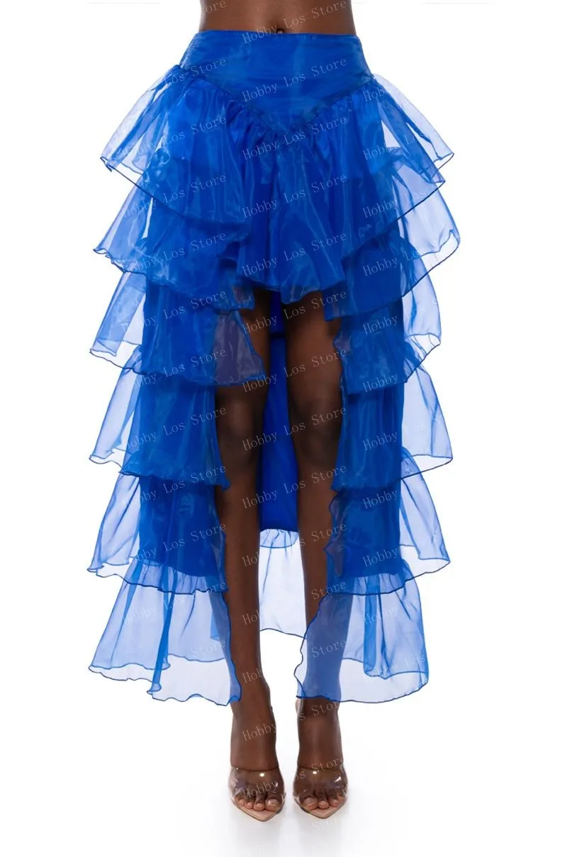 2024 New Fashion Royal Blue Organza Skirt High Low Party Skirts Ever Pretty Custom Made Women Clothing ropa de mujer barata y en