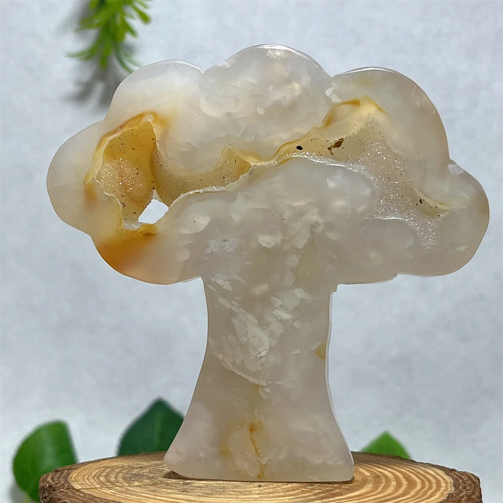 

Flower Agate Tree Natural Crystal Stone Quartz Specimen Carving Mineral Reiki Feng shui Gift Home Decoration Energy