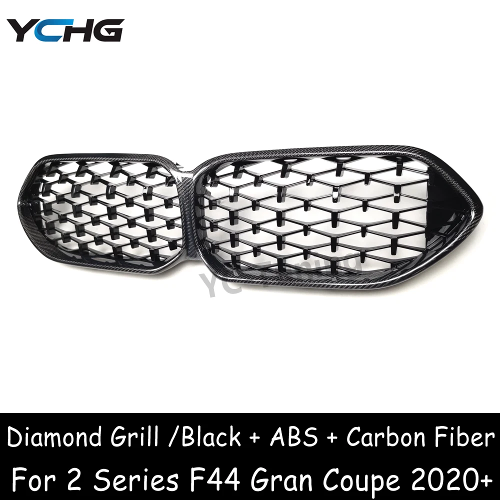 F44 ABS Carbon Fiber Diamond Style Black Front Bumper Kidney Grille for BMW 2 Series Gran Coupe M235i 216i 218i 220i 228i 2020+