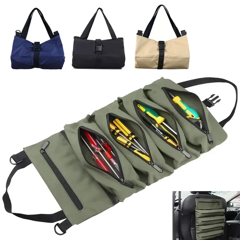 Multifunction Wrench Screwdrivers Tool Kit Hanging Zipper Camping Case Organizer Roll Up Pouch Bag Bucket Storage Pocket